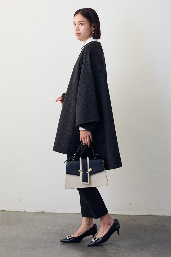 [予約/SET]ウールライクドルマンポンチョコート+センターシームランダムパールパンツ(2set)