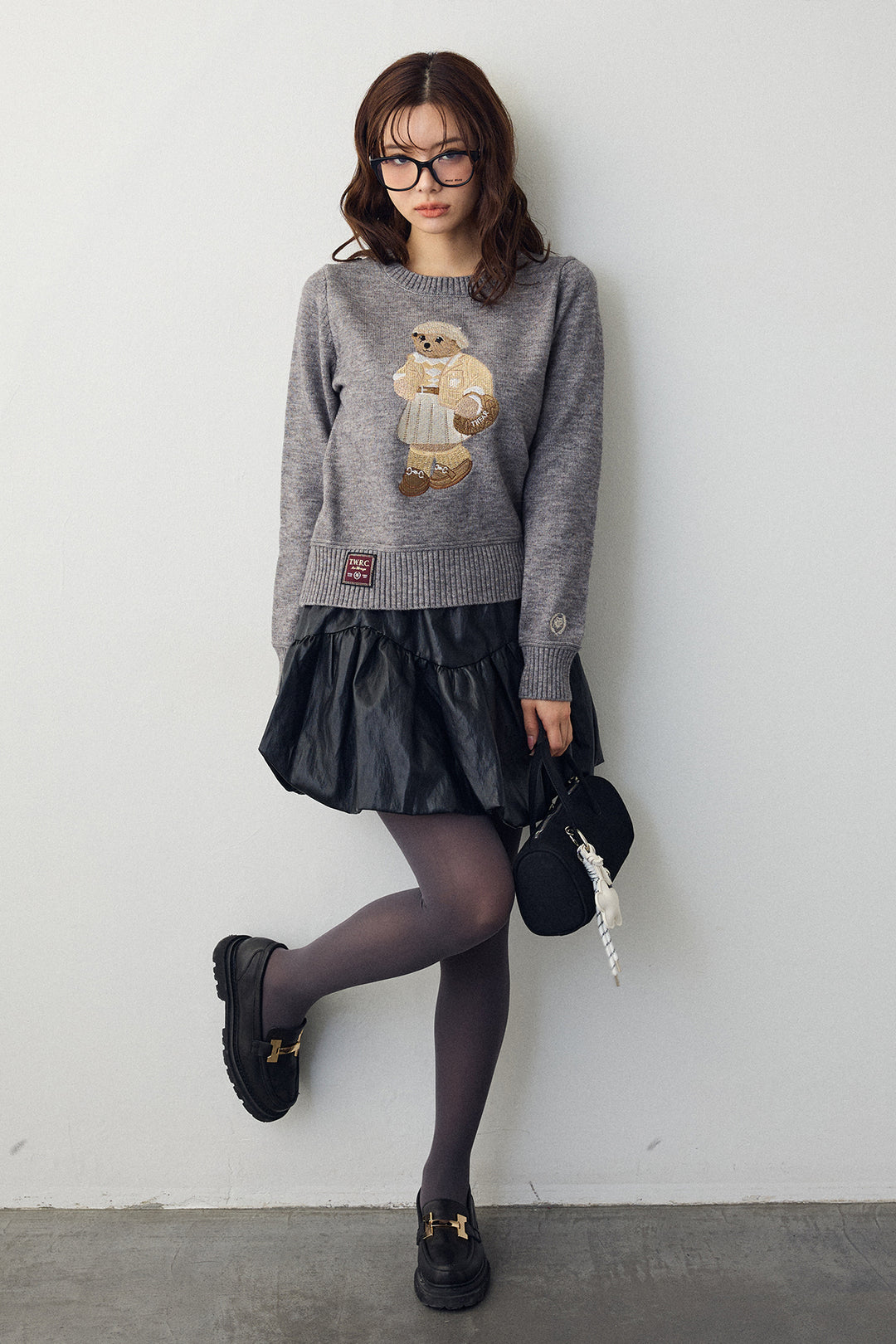 [予約]フェイクレザーティアードバルーンミニスカート