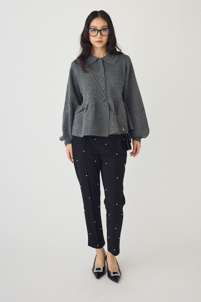 [予約]ポロ襟ペプラムニットプルオーバー