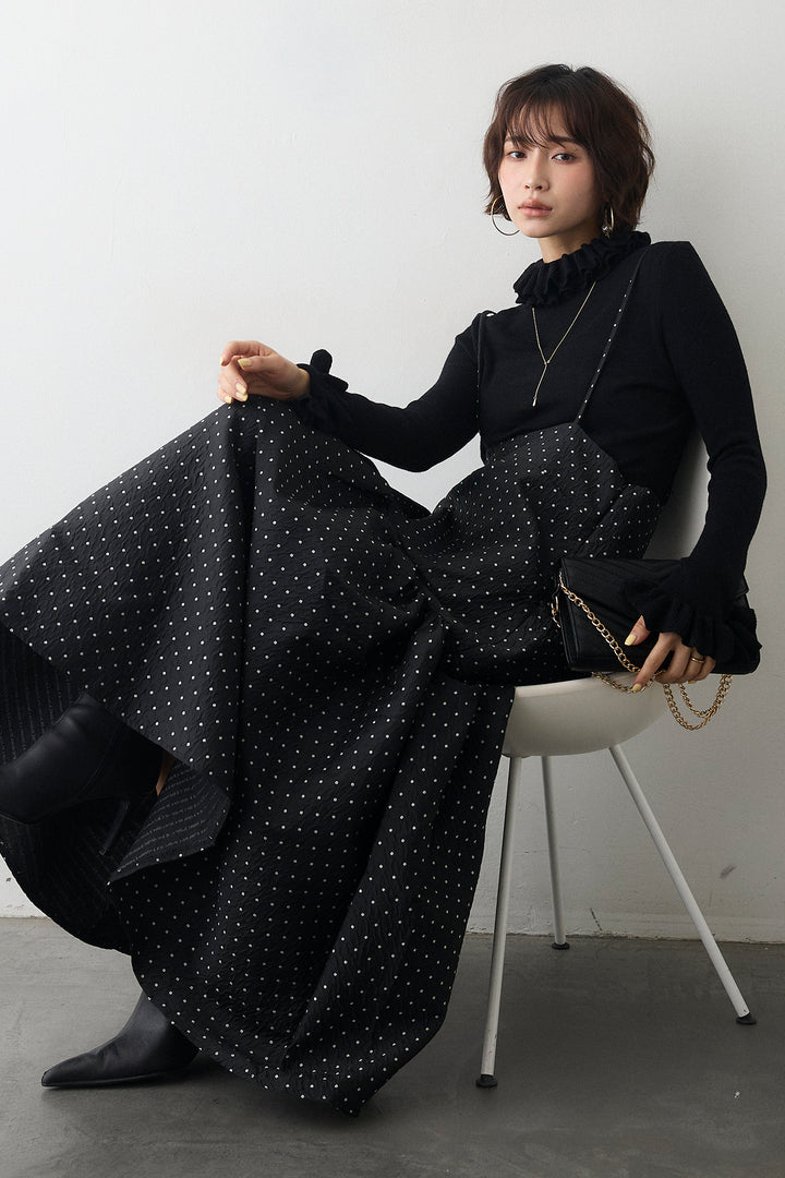 [予約]ドットジャガードギャザーフレアスカート