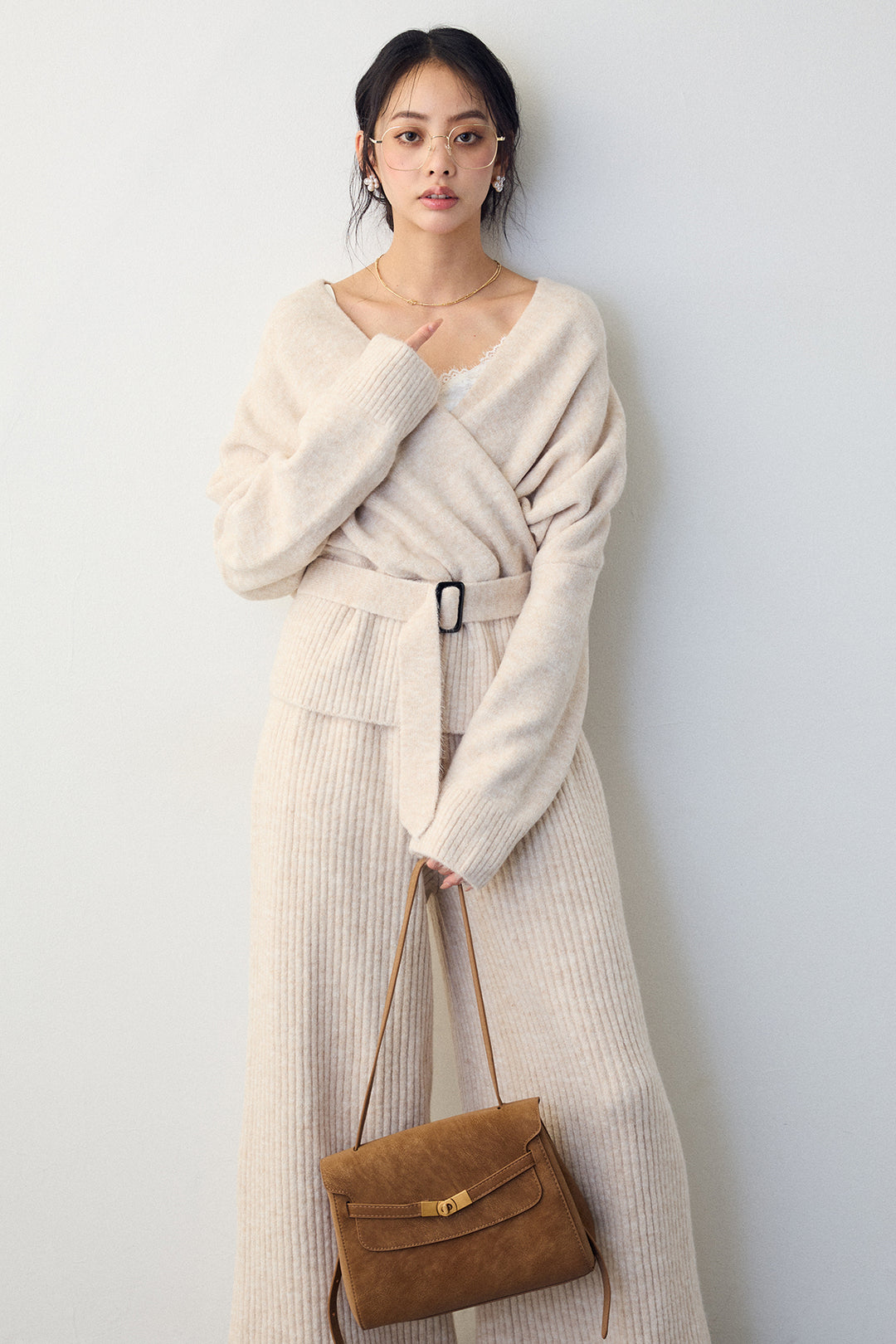 [予約]カシュクール美ラインニットセットアップ