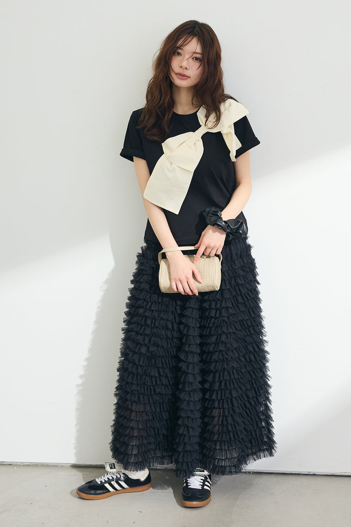 [予約]ショルダーリボンポイントTシャツ