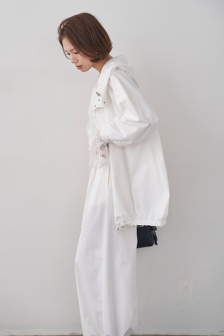 [予約/SET]ミニフリル繊細レースブラウス+撥水スタンドカラー2wayドロストブルゾン+撥水ドロストヘム2wayパンツ(3set)
