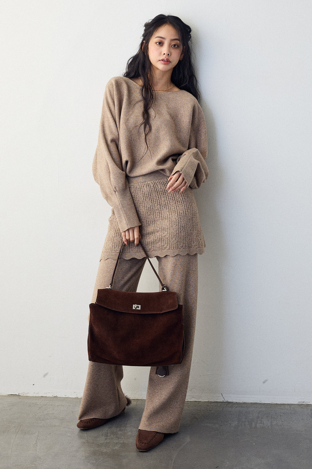 [予約]スカートレイヤードニットセットアップ