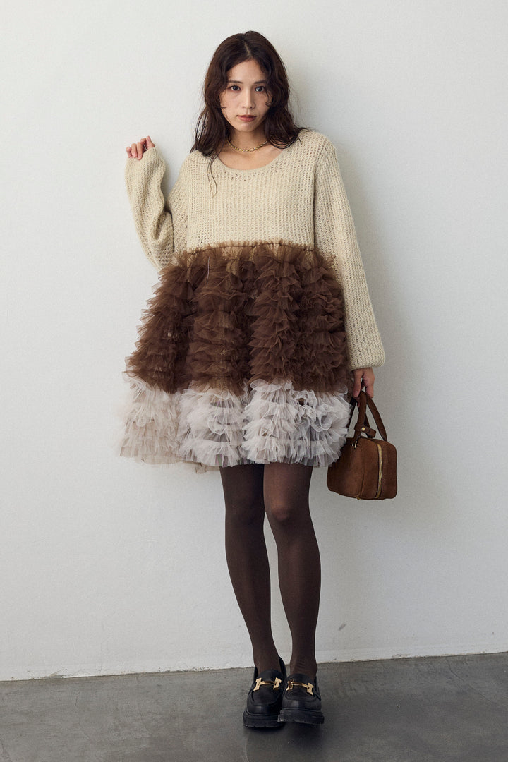 [予約]ホイップチュールドッキングニットワンピ