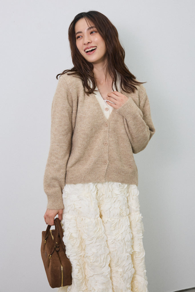 [予約]配色レイヤードニットカーデ