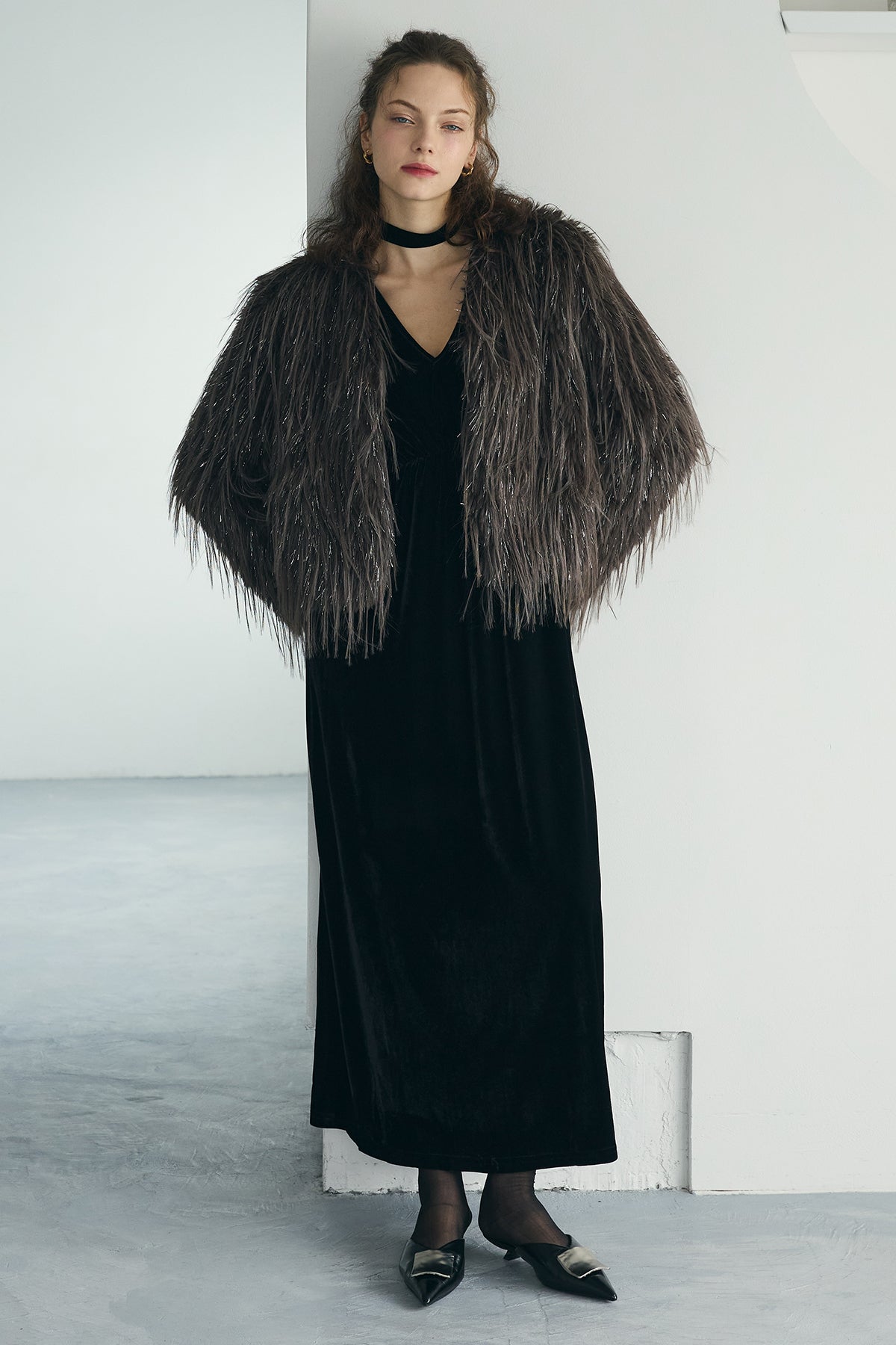 予約]シャイニーロングファーコート – Frene