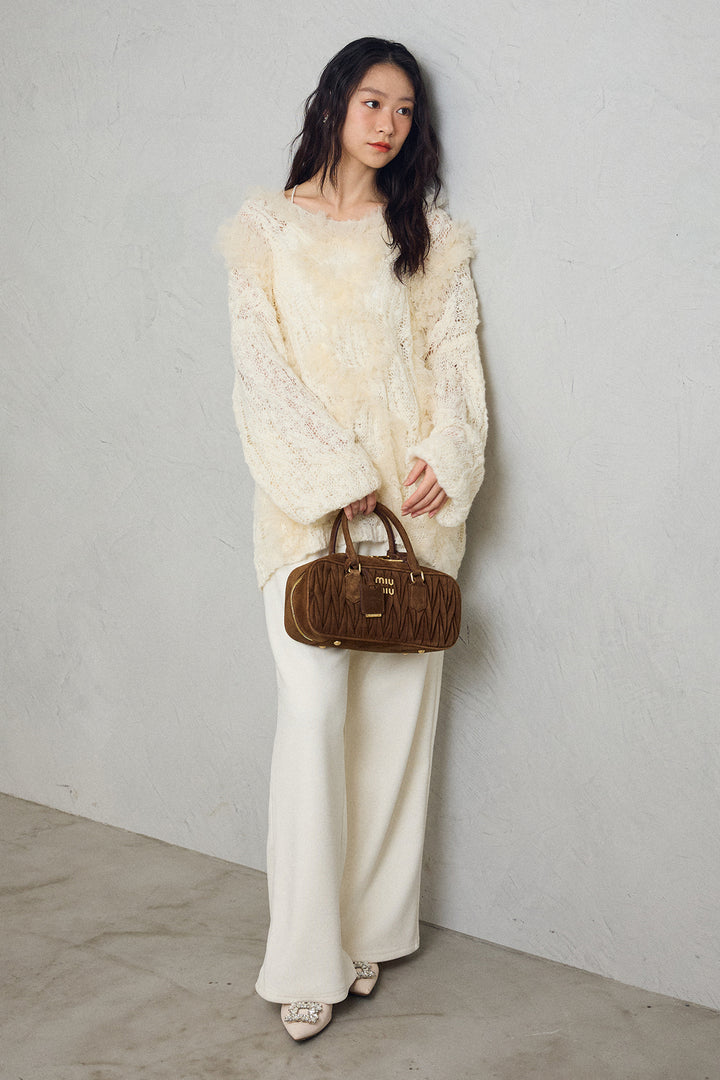 [予約/SET]透かし編みホイップチュールニット+ウォームタッチイージーパンツ(2set)