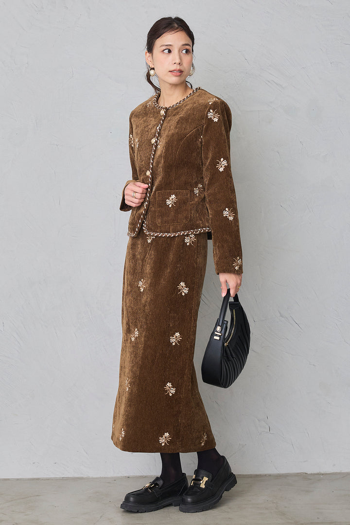 [予約]ヴィンテージフラワー刺繍ラメベロアセットアップ