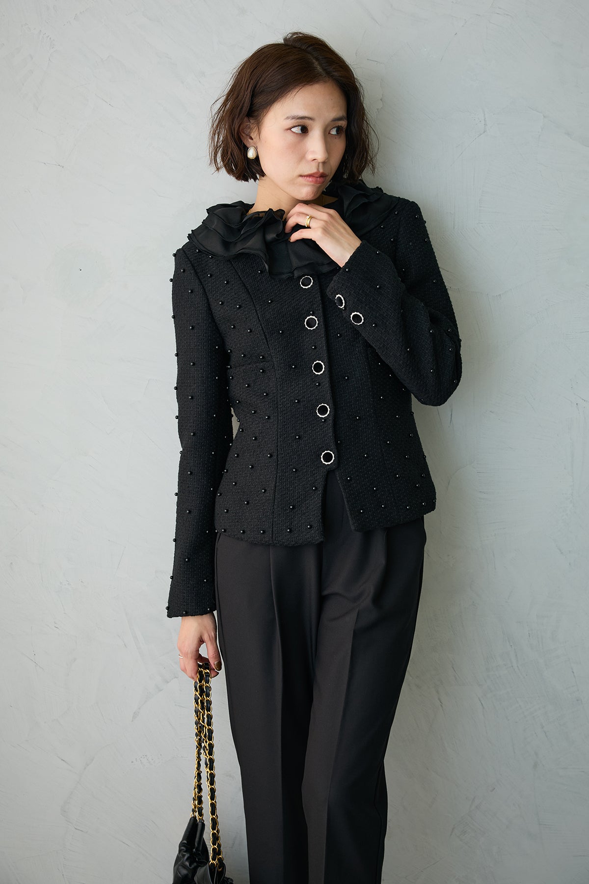 新品未使用 frene 2点アシメフリル ジャケット フリルスカート フラーネ 予約]アシメフリルマニッシュジャケット – Frene