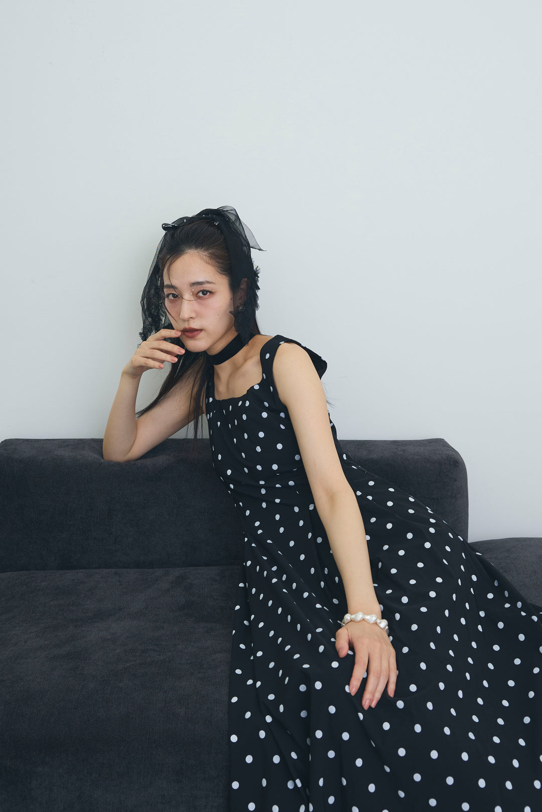 [予約]ドットレトロシルエットワンピース