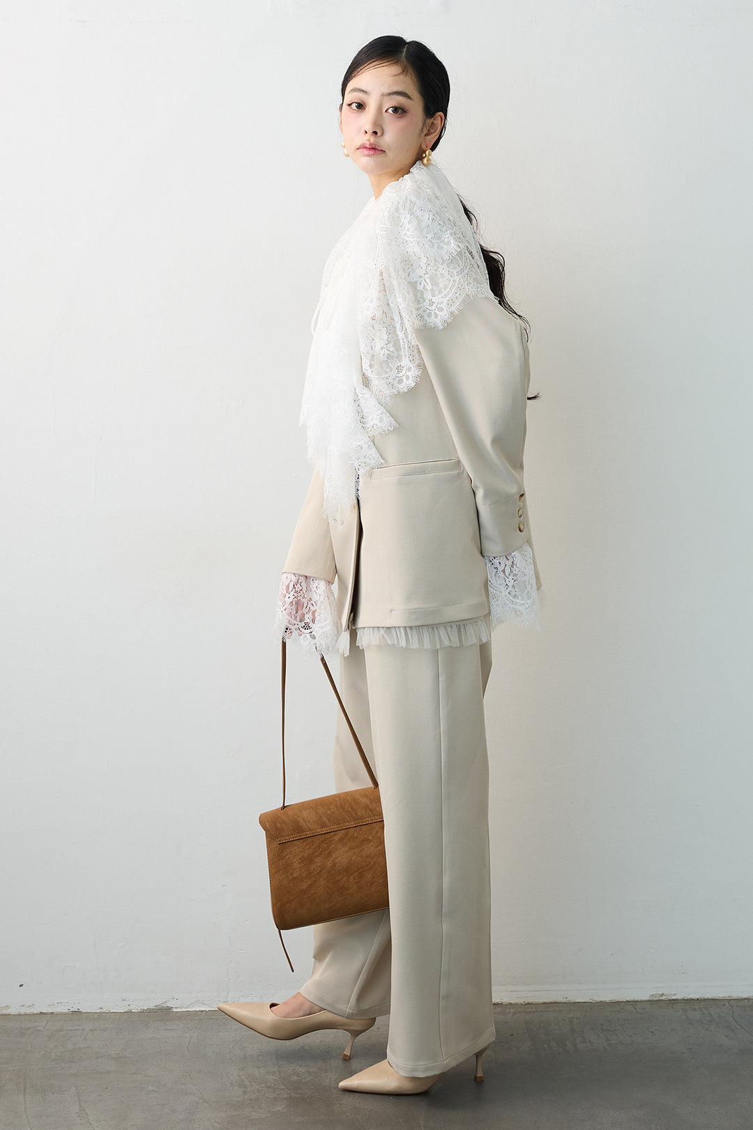 [予約]ハイウエストリボン付きストレートパンツ