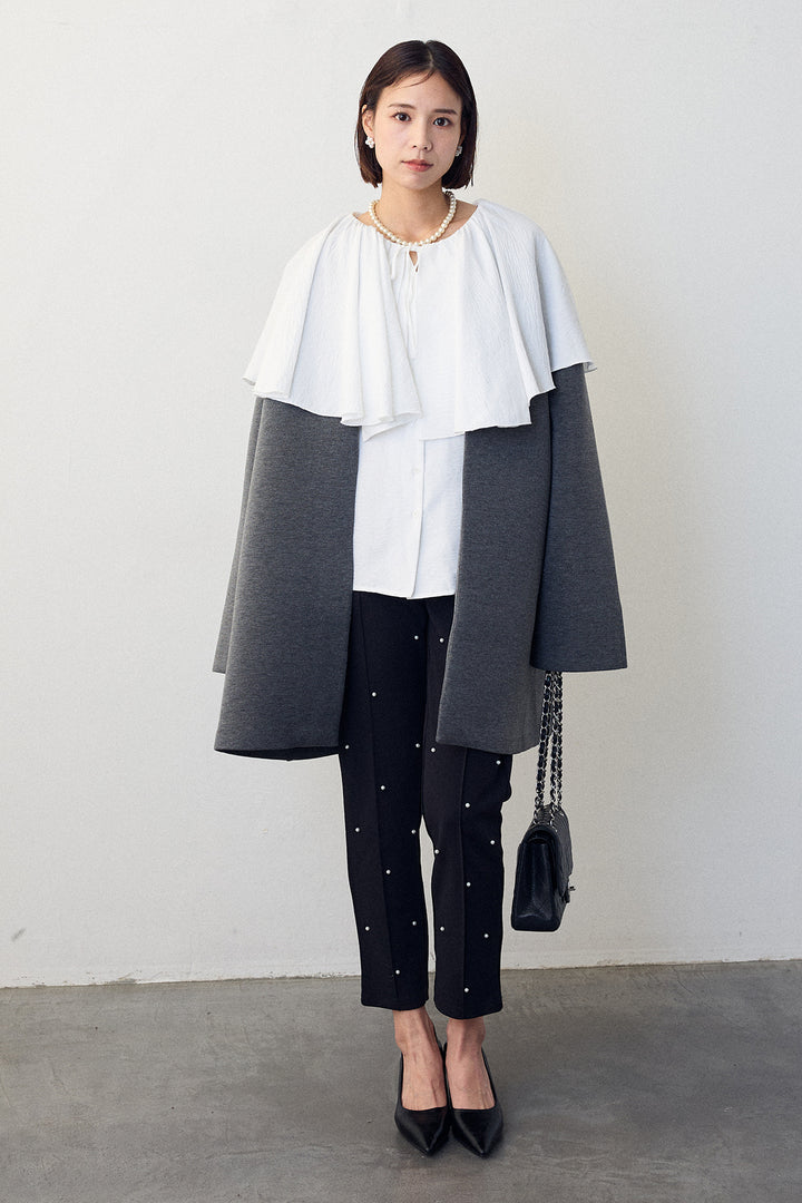 [予約]フリルポケットボンディングノーカラーコート