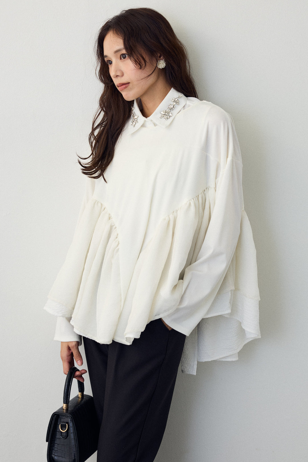 [予約]フリルテール異素材切替チュニック