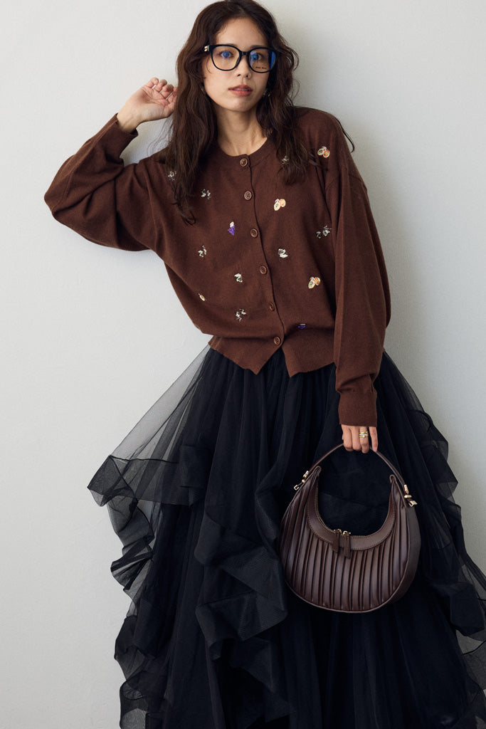 [予約]フルーツフラワー刺繍ニットカーデ