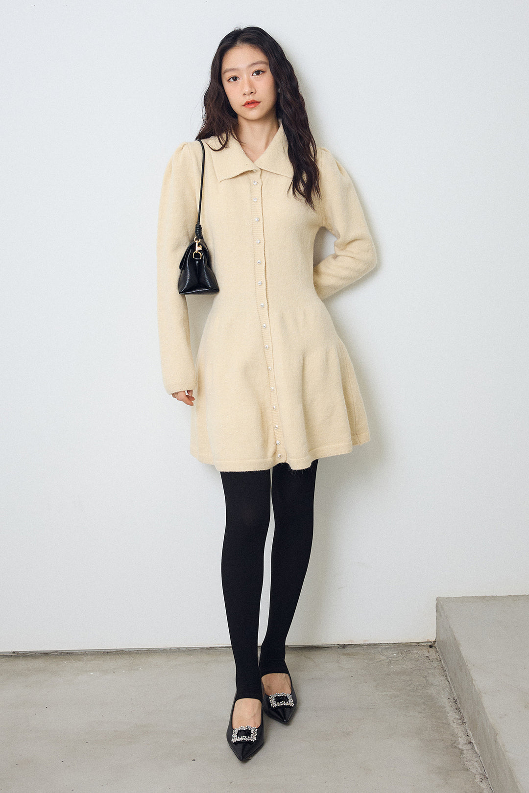 [予約]セミフレアラインニットミニワンピ