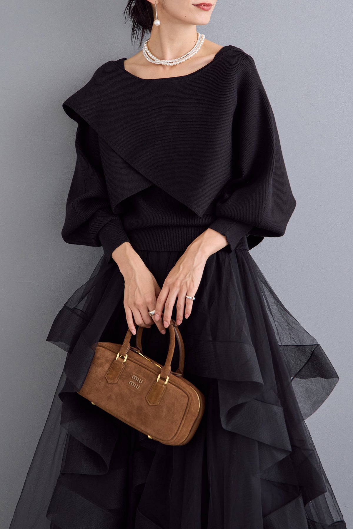 Freneランダムフリルティアードボリュームスカート 予約]ランダムフリルティアードボリュームスカート – Frene