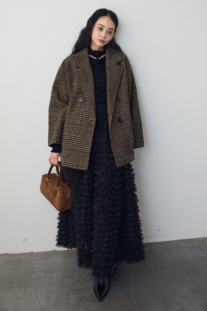 [予約]チェック柄ボクシーコート