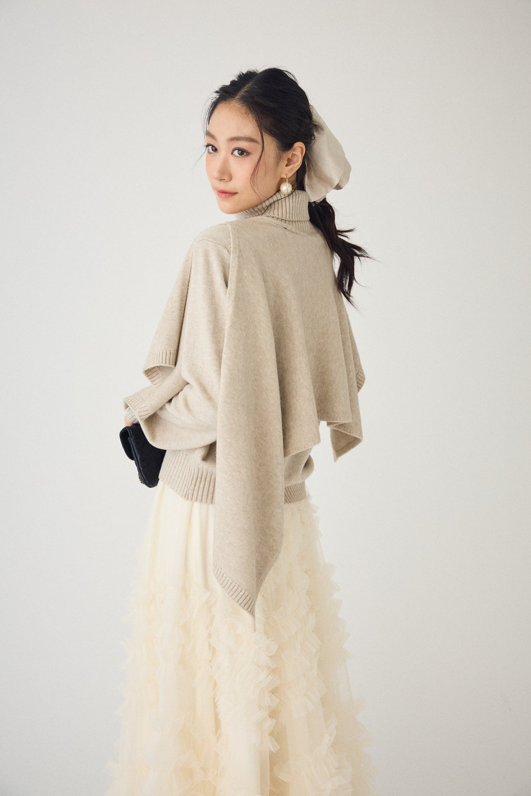 [予約]アシメケープ2wayニット