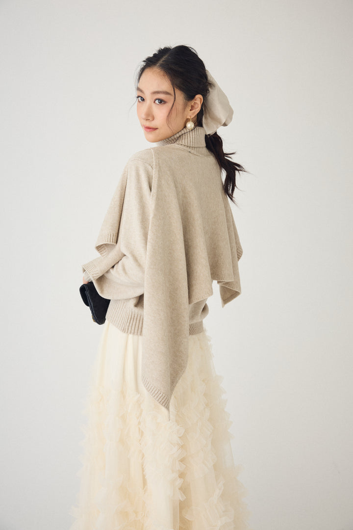 [予約]アシメケープ2wayニット