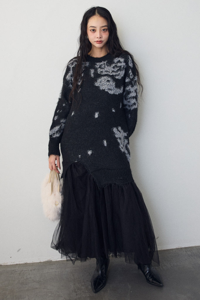 [予約]モチーフジャガードレイヤードニットワンピ