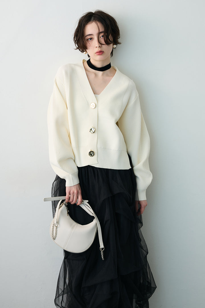 [予約]スポンディッシュBIGボタンクロップドカーデ