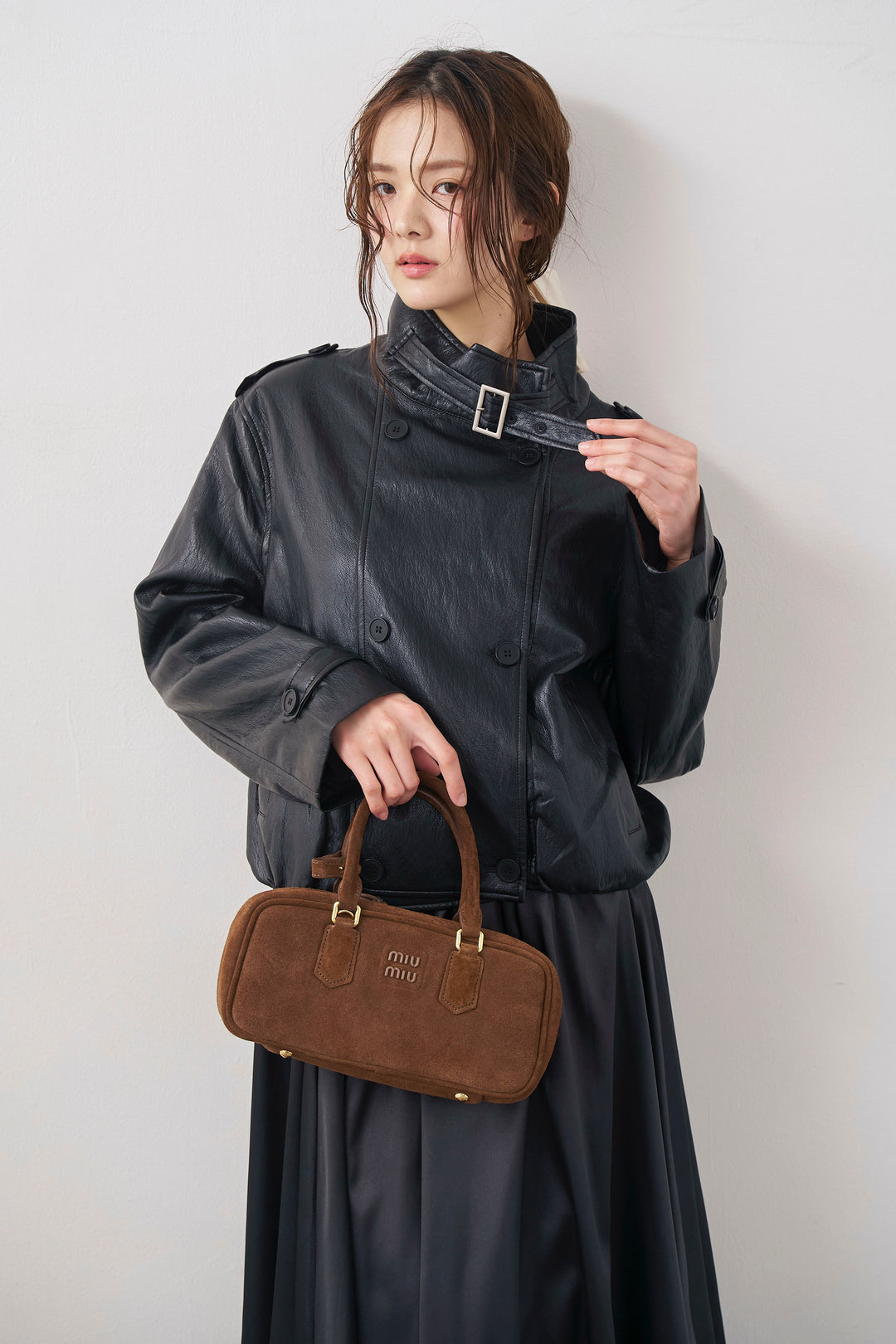 [予約]レザーライククロップドジャケット