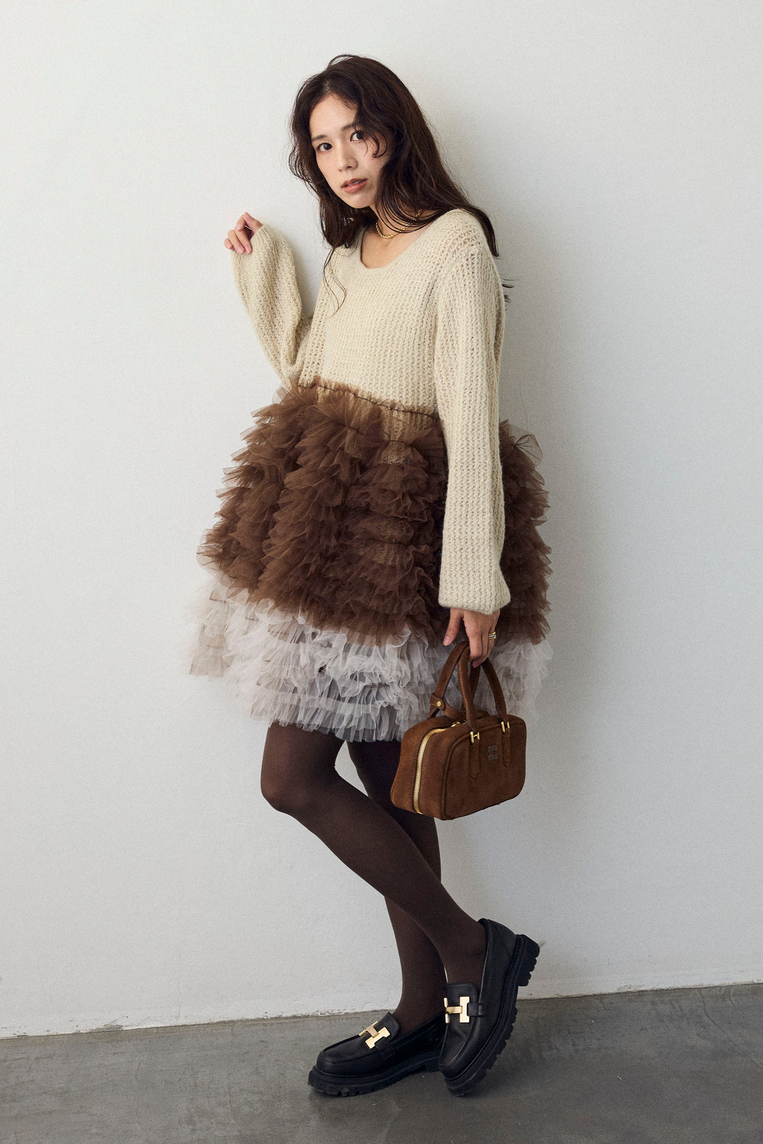 [予約]ホイップチュールドッキングニットワンピ