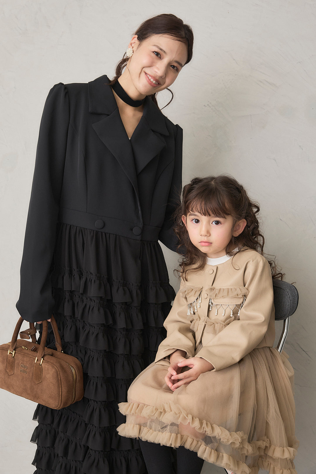 [予約]フリルヘムチュールワンピ＋ジャケットセット