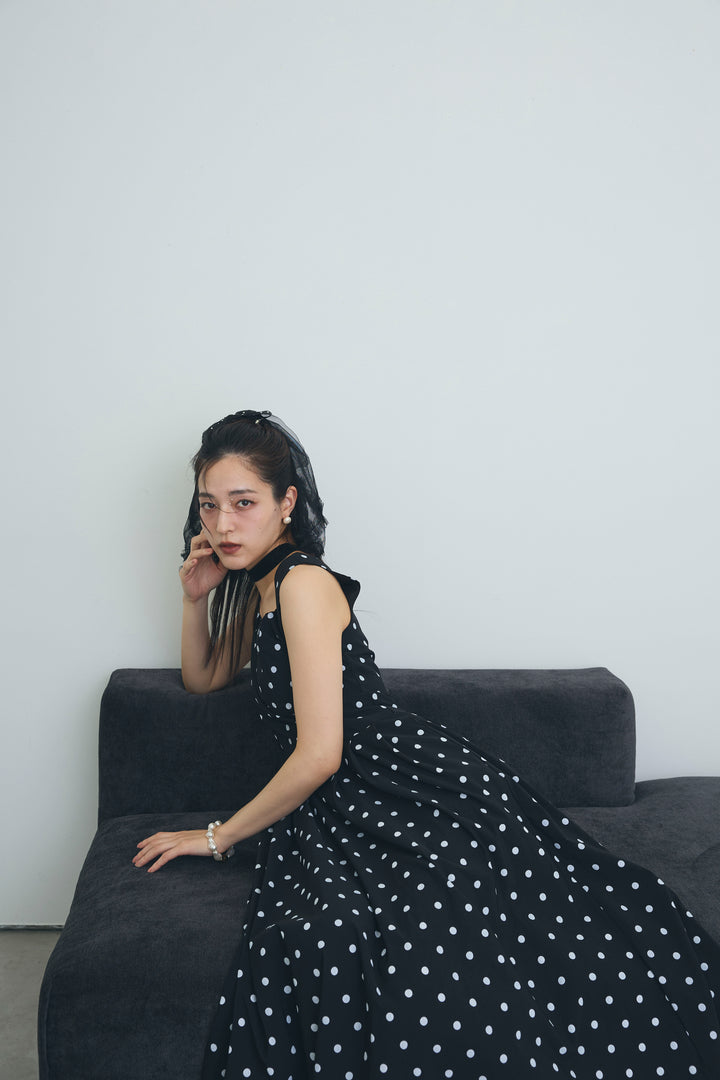 [予約]ドットレトロシルエットワンピース