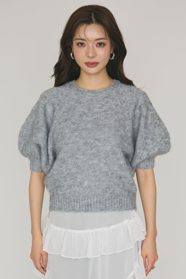 [予約]モヘアパフスリーブニットトップス
