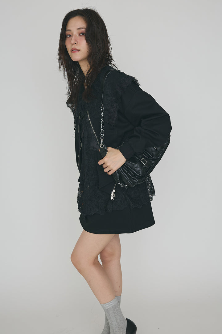 [予約]総レースカラーベストセットスウェットスカートセットアップ