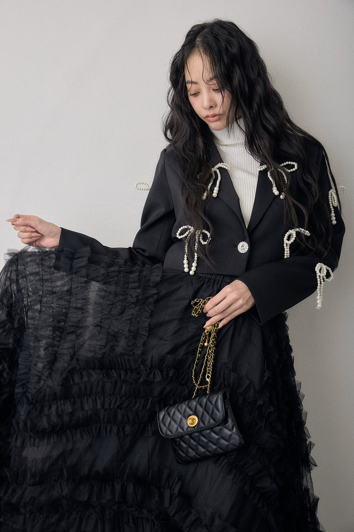 [予約]パールリボンクロップドジャケット