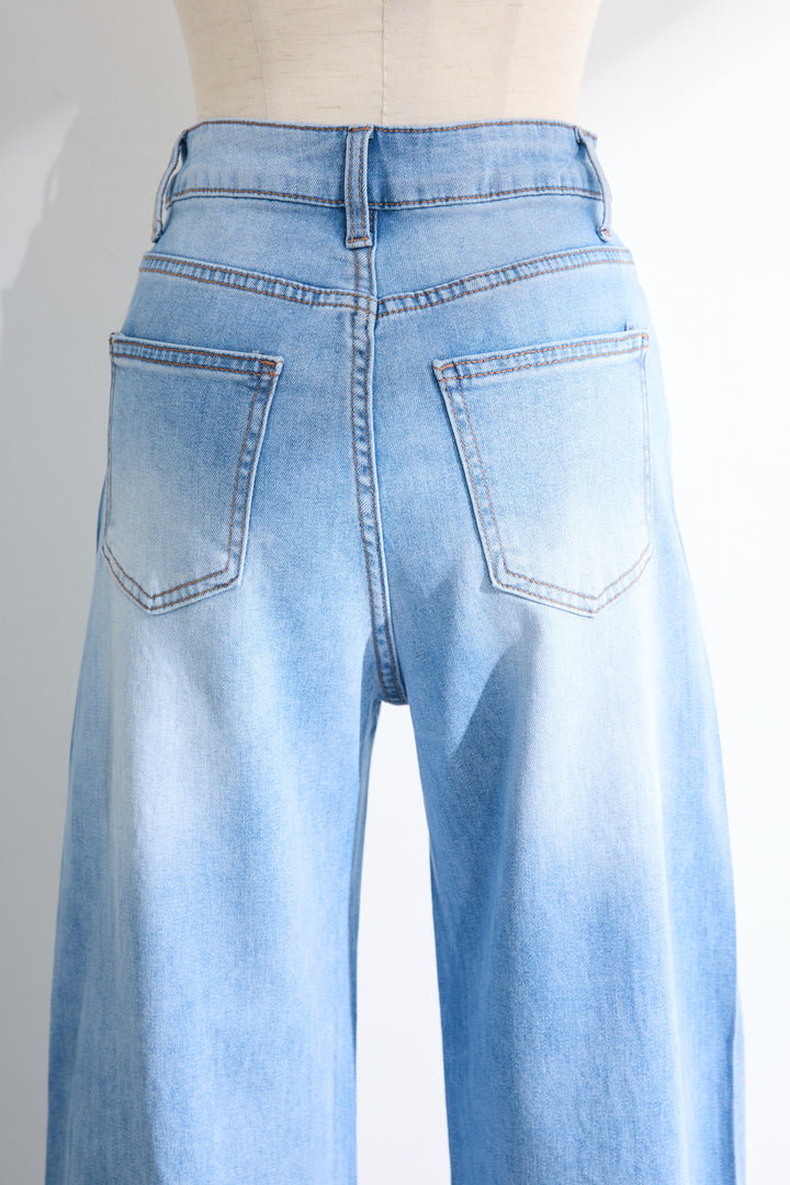 [予約]フラワーカットワークエンブロイダリーデニムパンツ