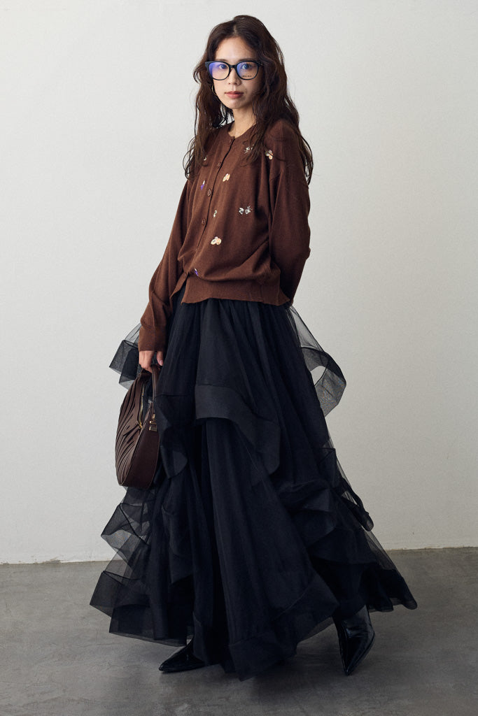 [予約]フルーツフラワー刺繍ニットカーデ