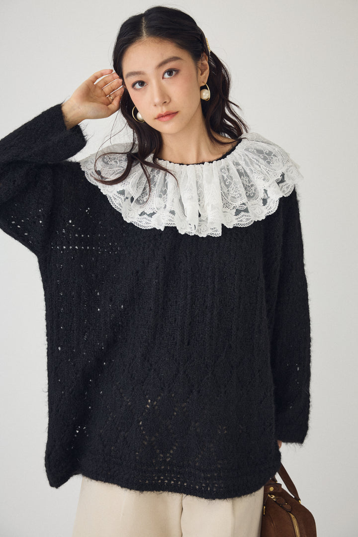 [予約]ダブルレースカラードッキングニット