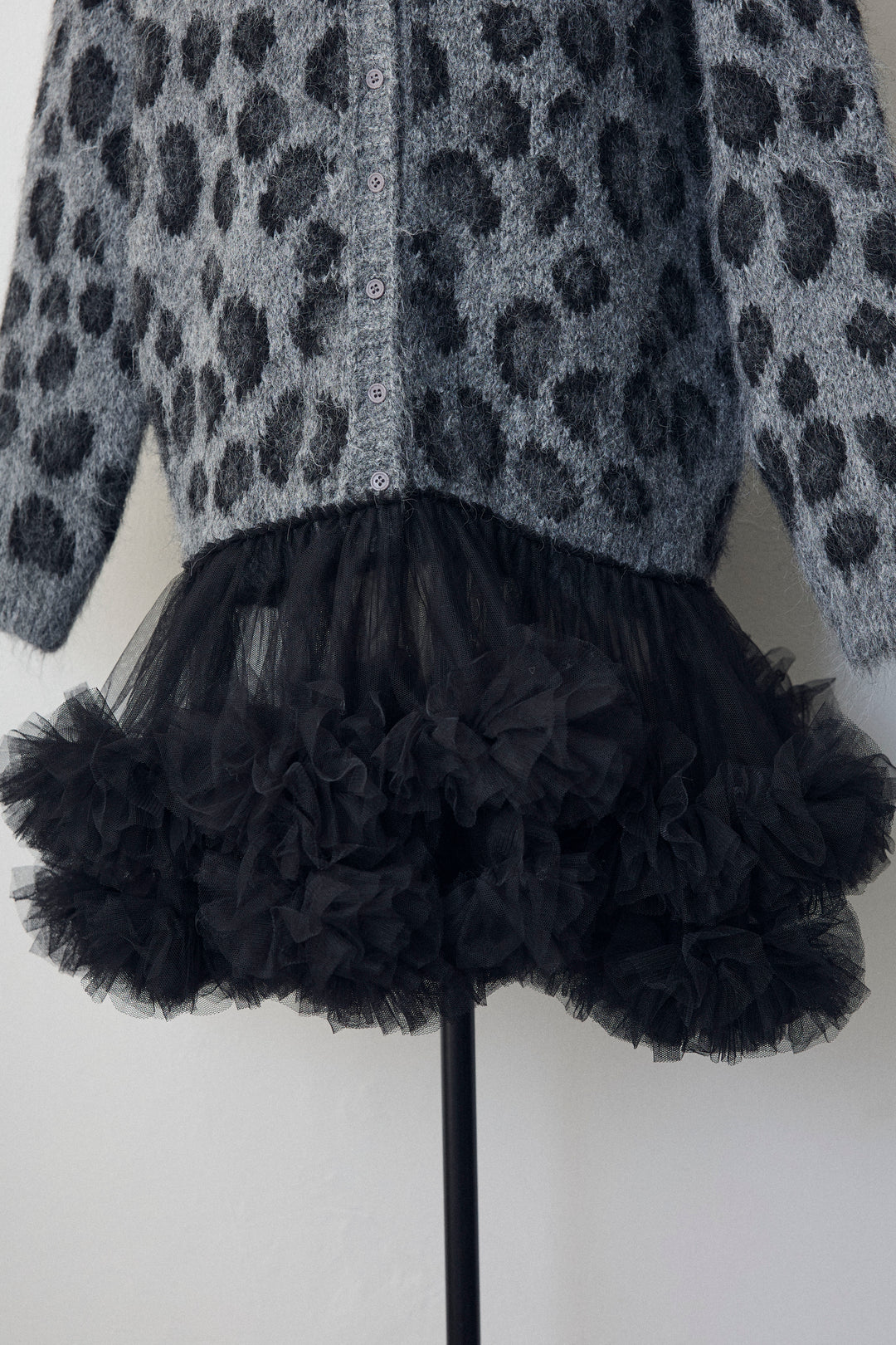 [予約]レオパード×チュールレイヤードカーデ