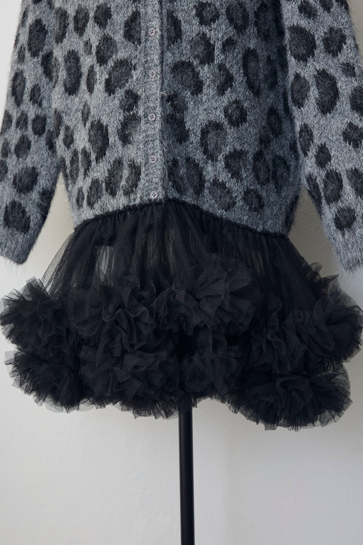 [予約]レオパード×チュールレイヤードカーデ