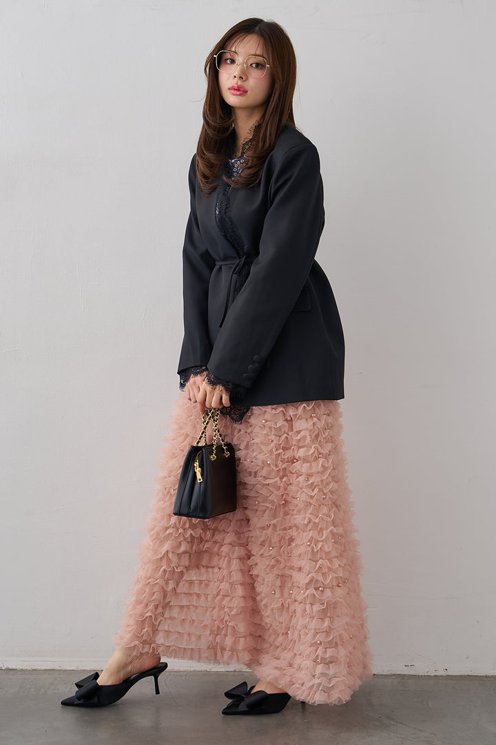 [予約]パール付きホイップチュールスカート