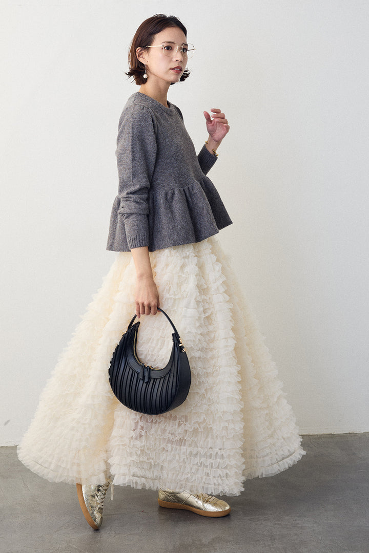 [予約/SET]アルパカタッチバルーンヘムニットプルオーバー+ホイップチュールティアードスカート(2set)