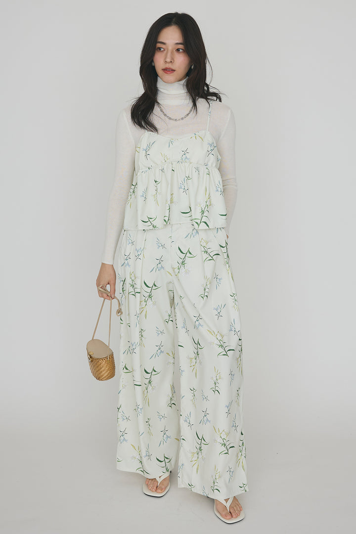 [予約/SET]シアータートルトップス+シックフラワービスチェキャミソール+シックフラワータックワイドパンツ(3set)