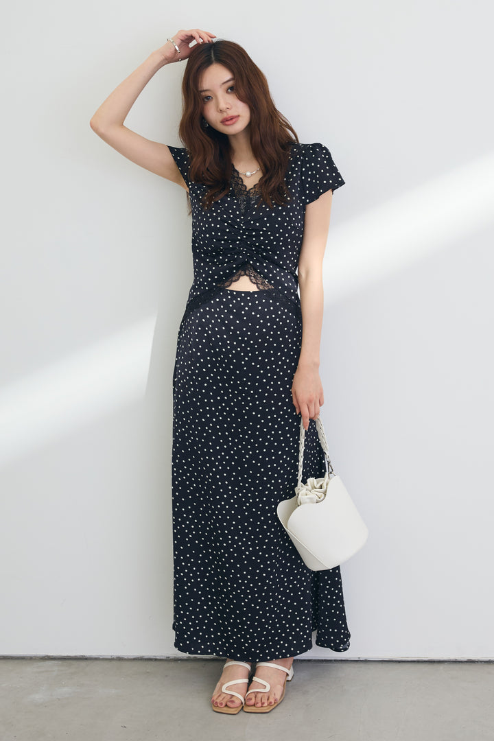 [予約]フロントカットドット美シルエットワンピ