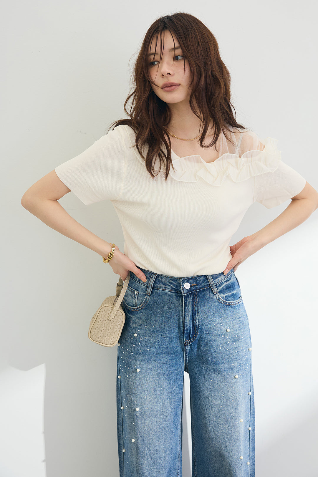 [予約]シースルー×フリルドッキングトップス