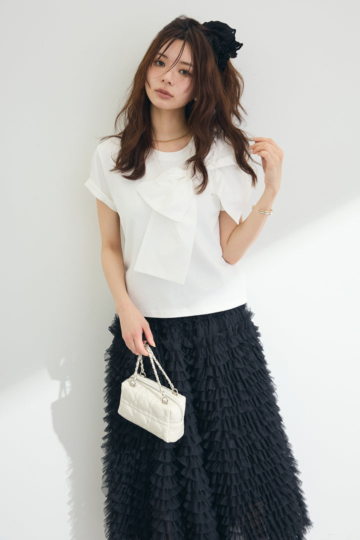 [予約]ショルダーリボンポイントTシャツ