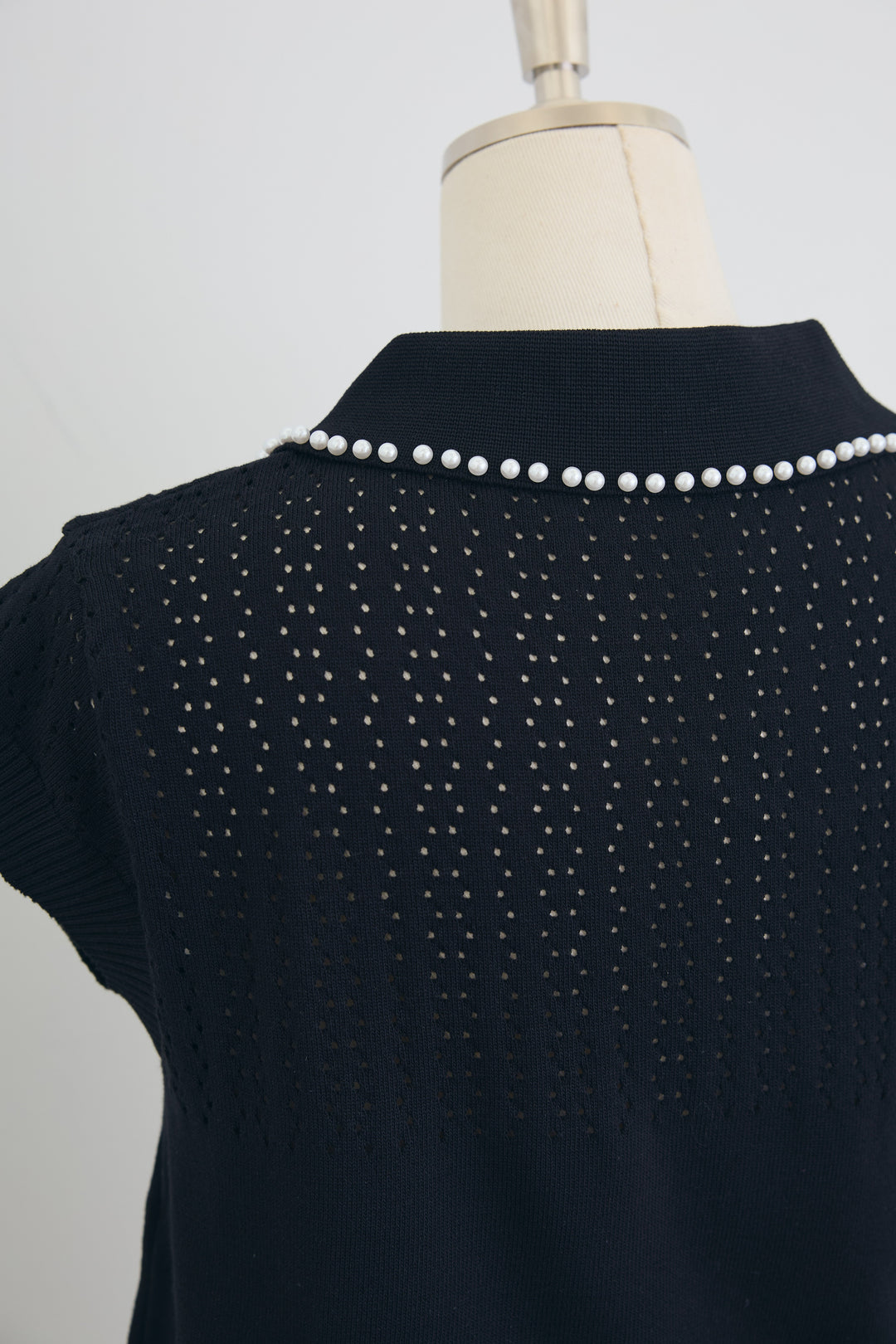 [予約]パール襟サマーニットトップス