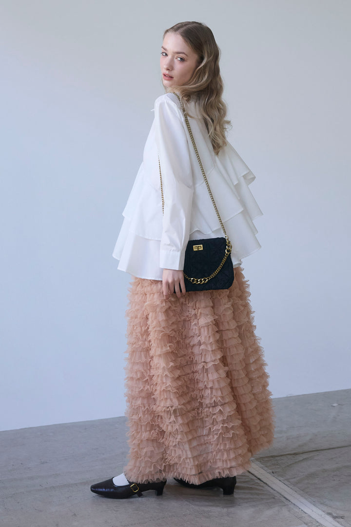 [予約]アシメフリルティアードシャツ