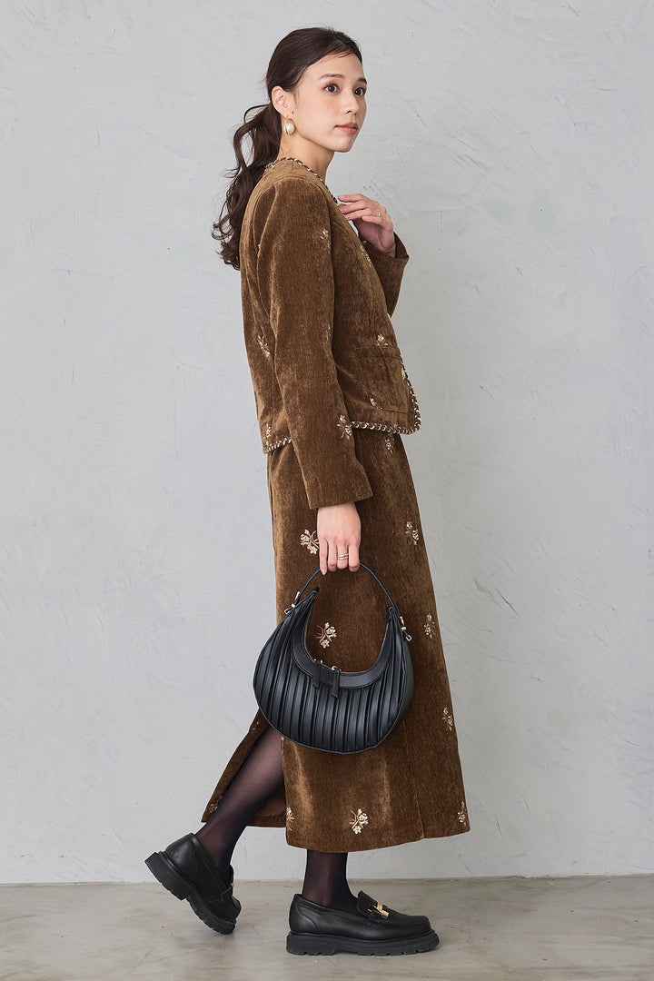 [予約]ヴィンテージフラワー刺繍ラメベロアセットアップ