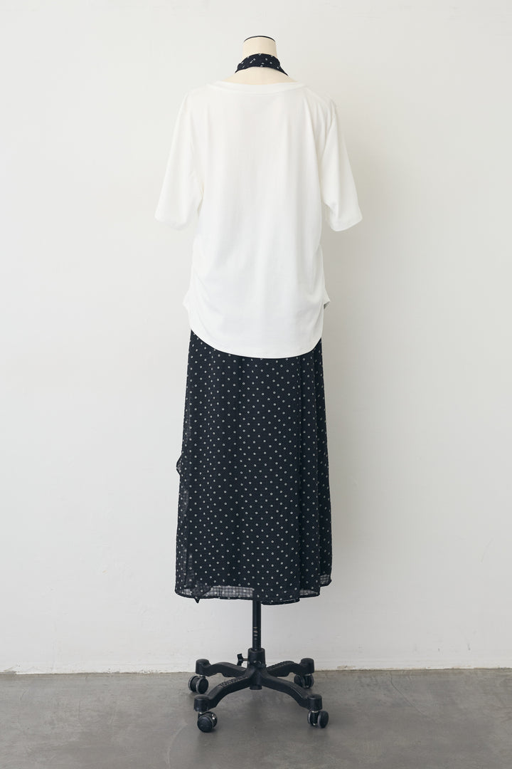 [予約]ポイントリボンTシャツドットスカートセット