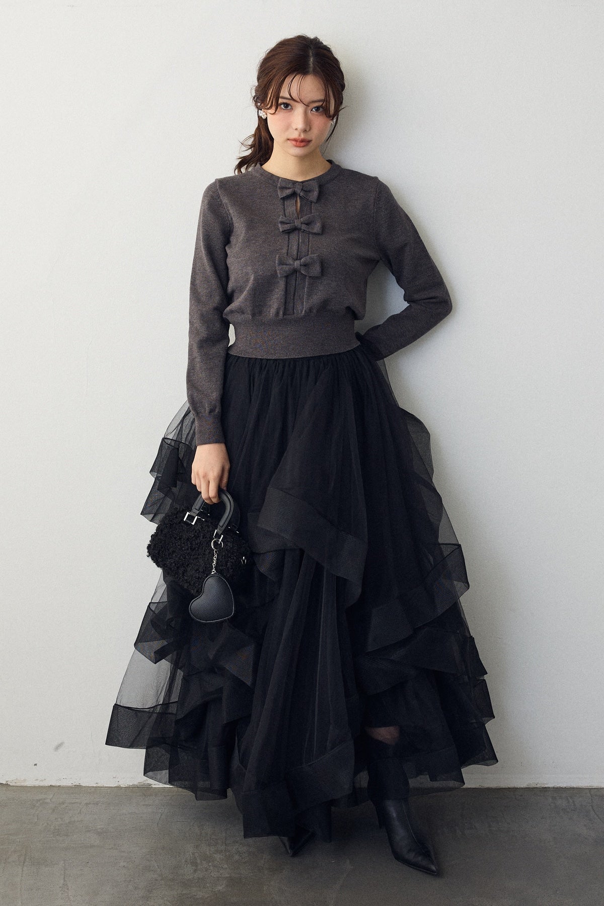 Frene ランダムフリルティアードボリュームスカート 予約]ランダムフリルティアードボリュームスカート – Frene