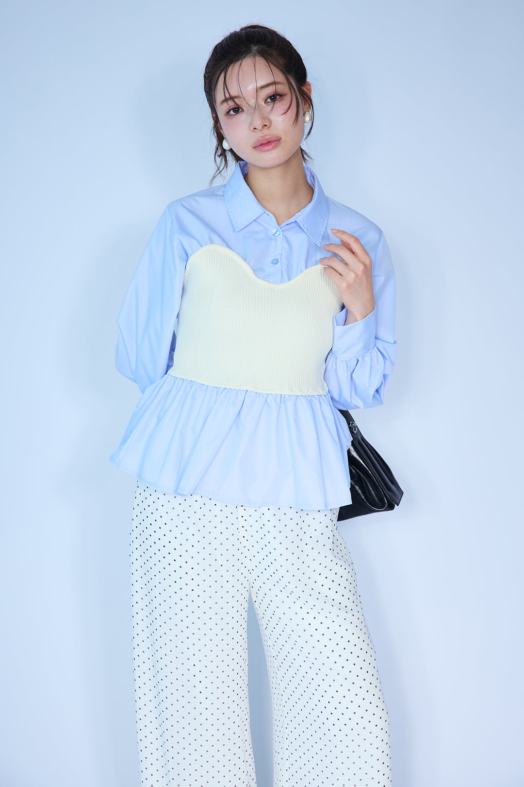 [予約]ビスチェニットドッキングペプラムブラウス